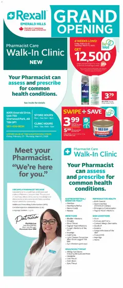 Preview of leaflet Emerald Hills Grand Opening - Sherwood Park from shop Rexall is valid from Feb 27, 2026