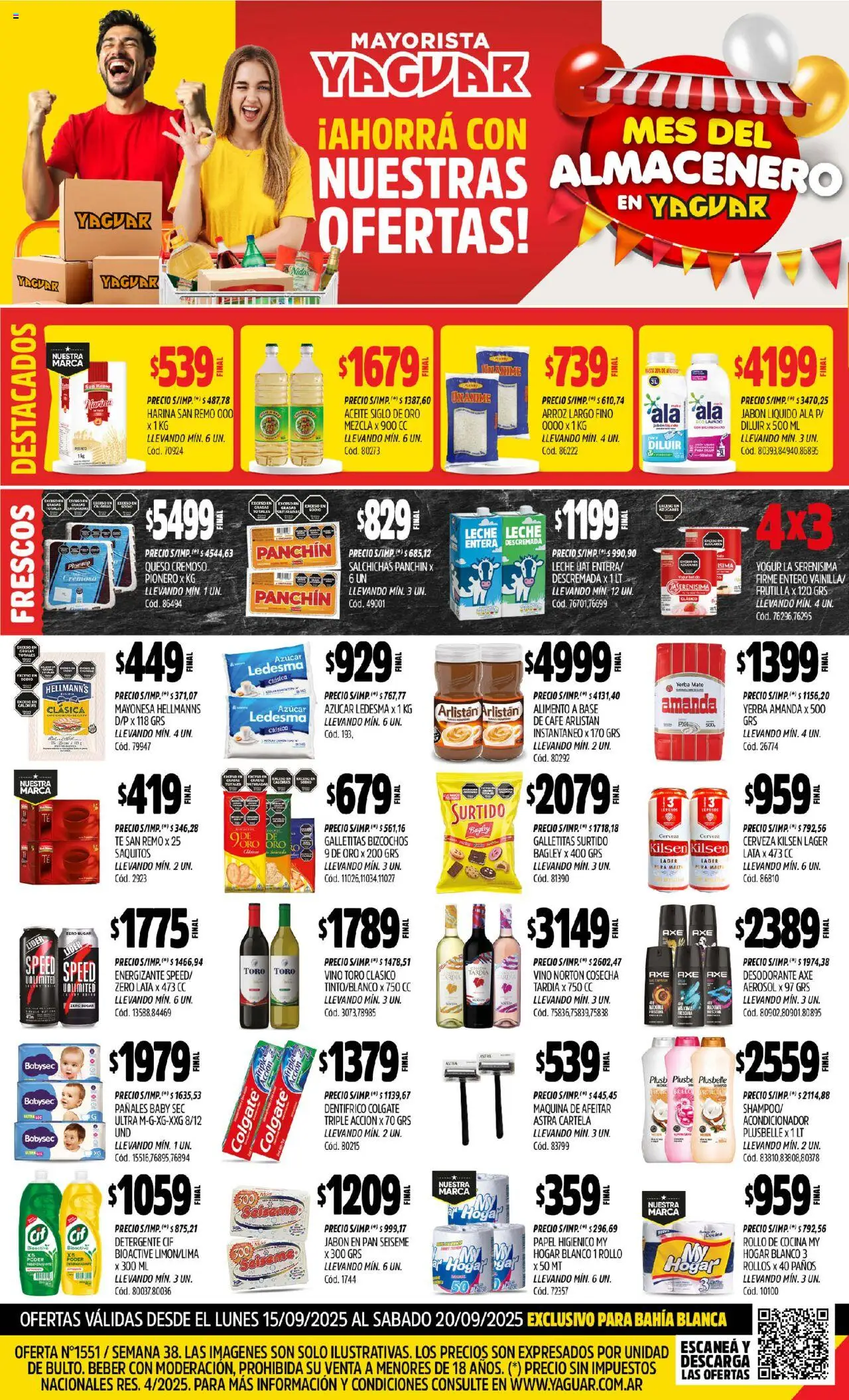 Yaguar Bahía Blanca del 15/09/2025 Online - Té, Pan, Vino, Pañales, Maquina de afeitar, Yogur, Jabón líquido, Acondicionador