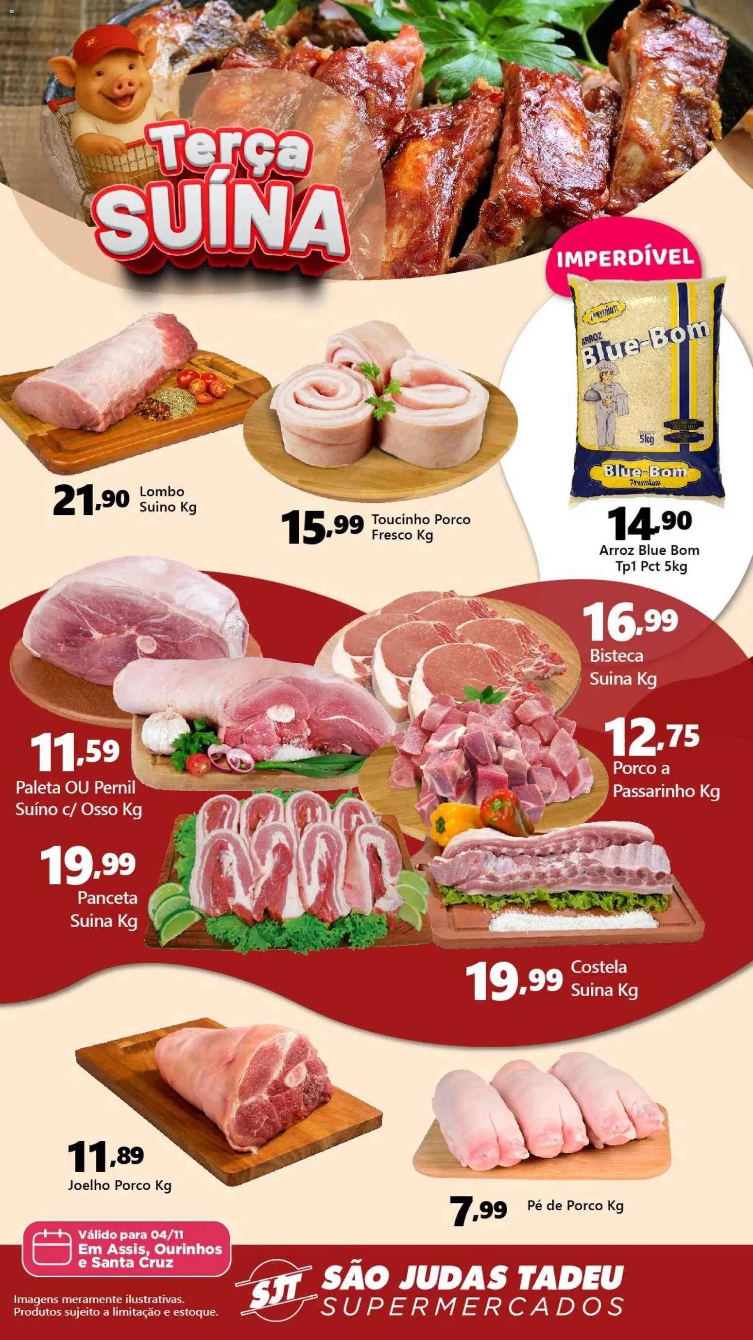 Pré-Visualização do folheto "Ofertas da semana" da loja São Judas Tadeu válido a partir de 04/11/2025 - Arroz, Pernil, Lombo