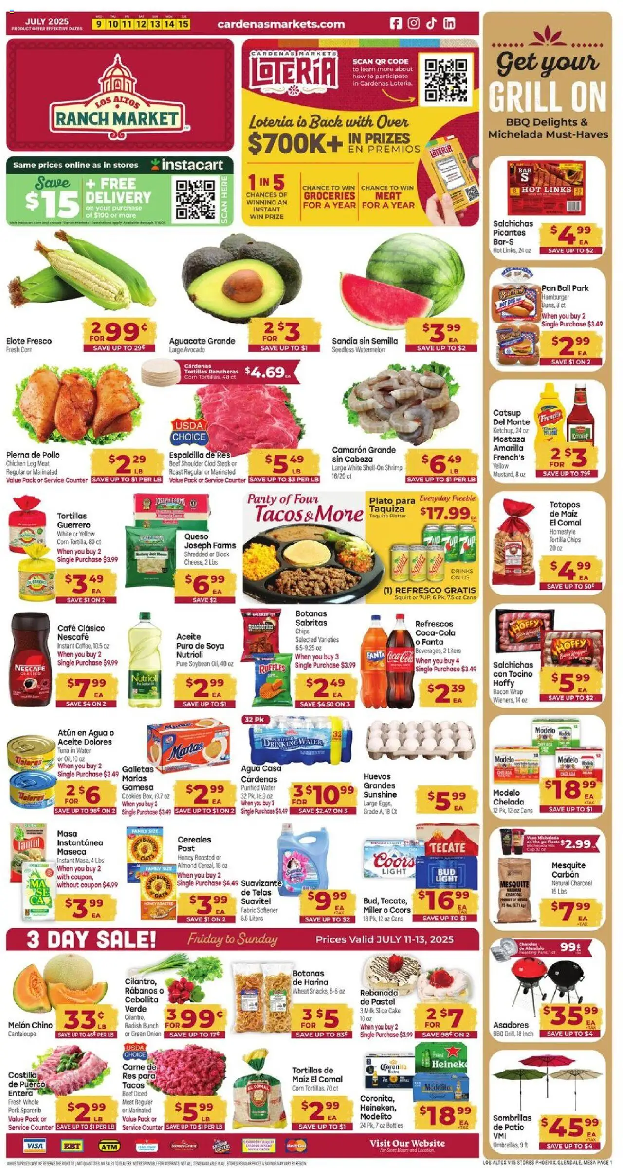Cardenas Weekly Ad - AZ from 07/09/2025 - Flyer - Page number 1 - Meat, Hamburger, Avocado, Water, Tortilla chips, Tortillas, Watermelon, Onion