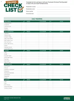 Preview of catalogue Farmlands Calving Checklist 2025 from shop Farmlands valid 4 Aug 2025