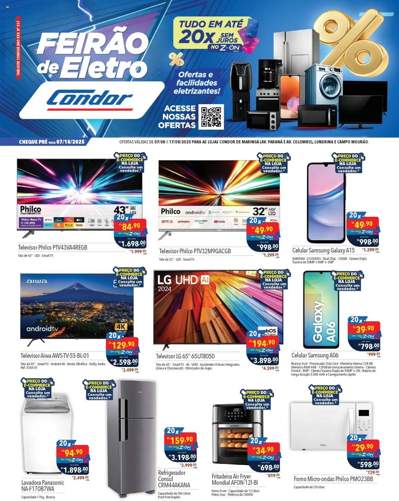 Supermercados Condor folheto "Ofertas Feirão do Eletro" válido a partir de 07/08/2025 - número de página 1