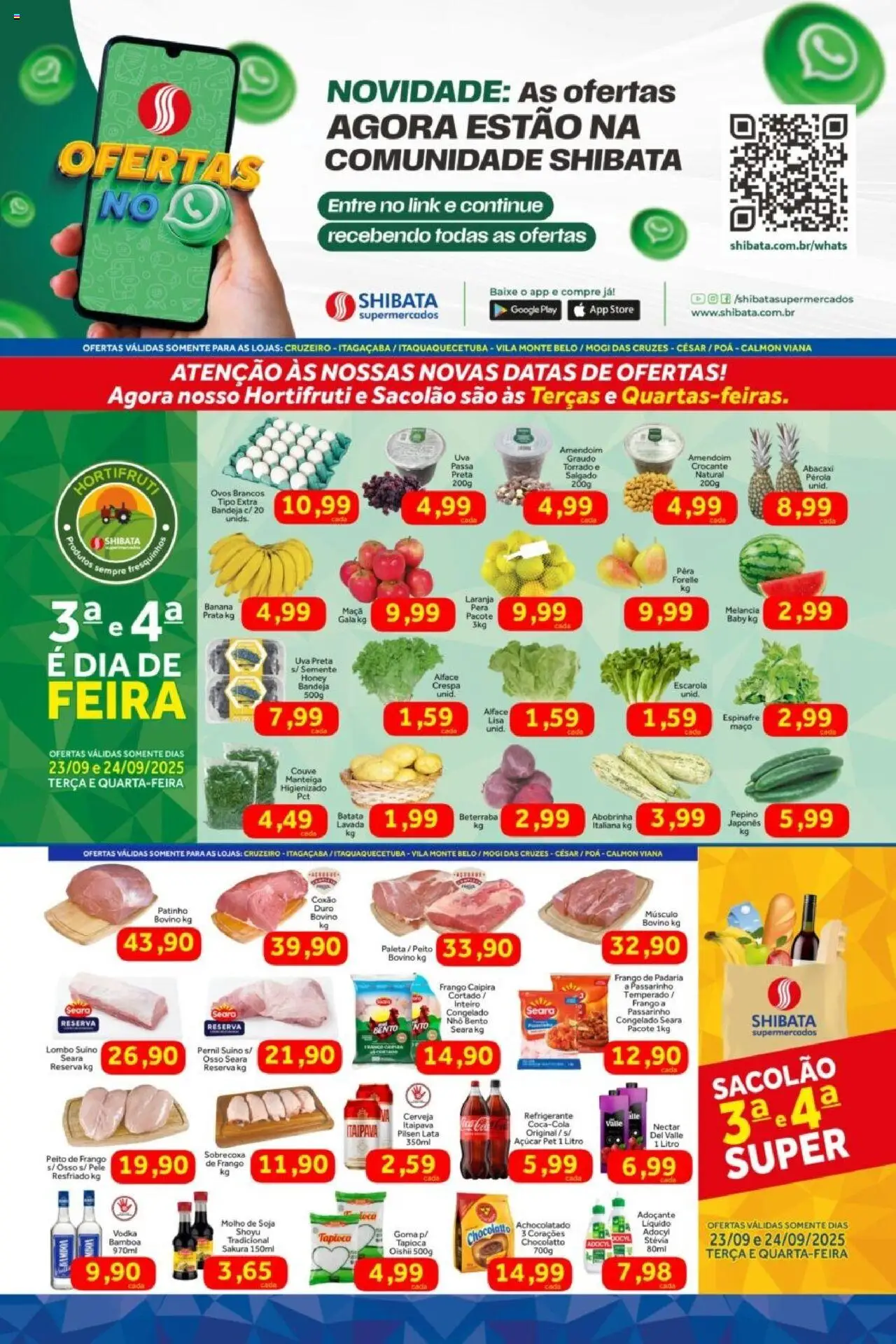 Shibata folheto "Ofertas Cruzeiro, Itaqua, Mogi César e Poá" válido a partir de 23/09/2025 - número de página 1