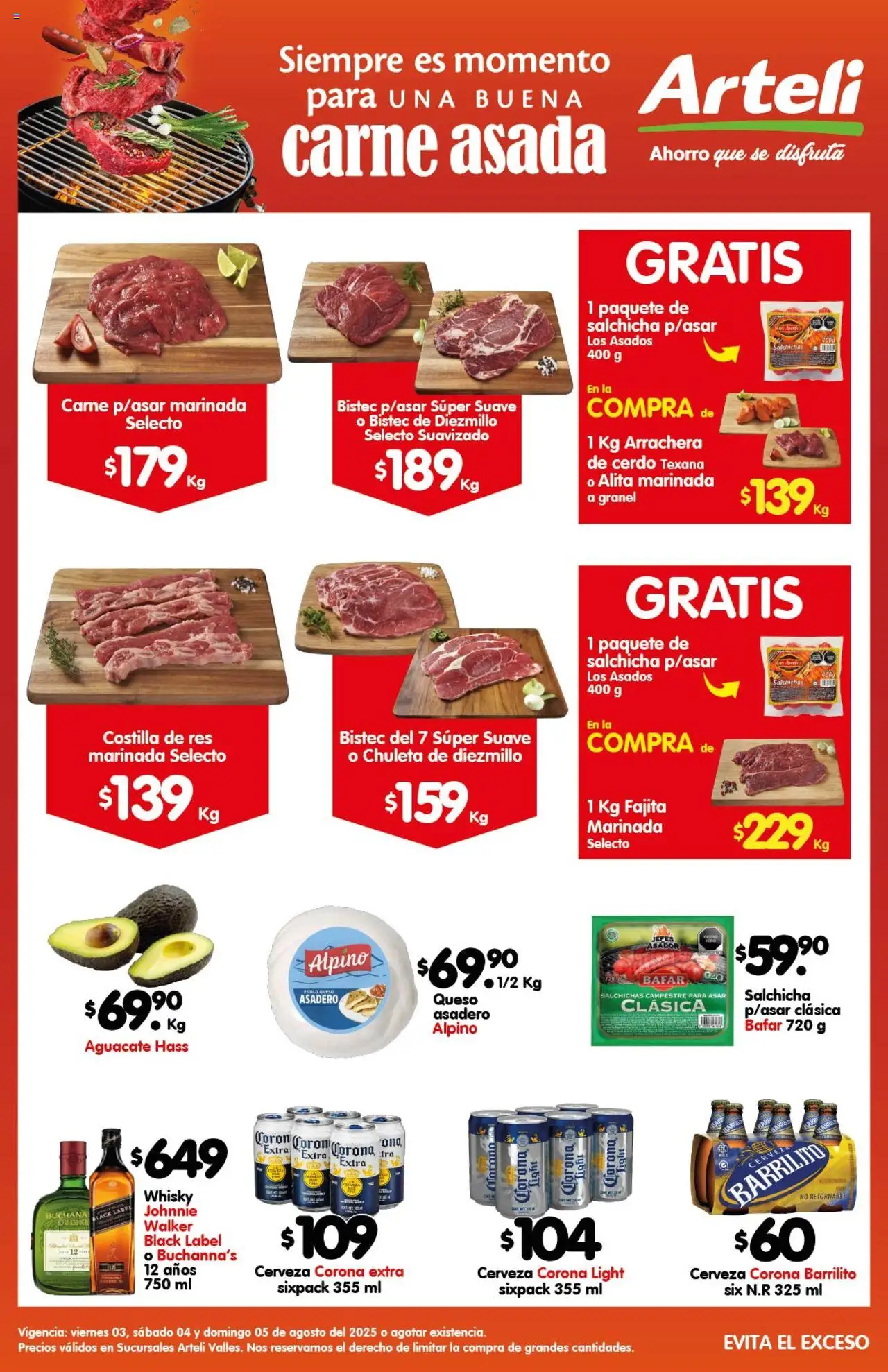 Folleto Valles Carnes & Cortes Arteli y sus promociones válidas desde el 03/08/2025 - Número de página 1
