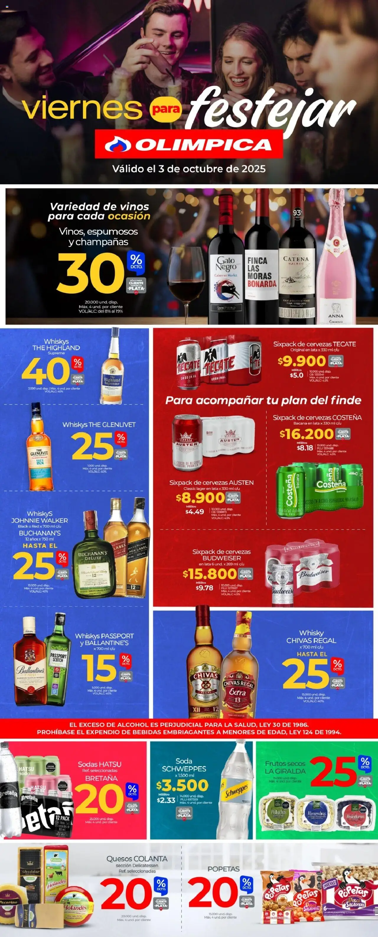 Olímpica Catálogo: 03/10/2025 - 03/10/2025 > Últimas Ofertas pagina numero 1 - Whisky, Arándanos, Alcohol, Frutos secos, Bebidas, Soda, Almendras