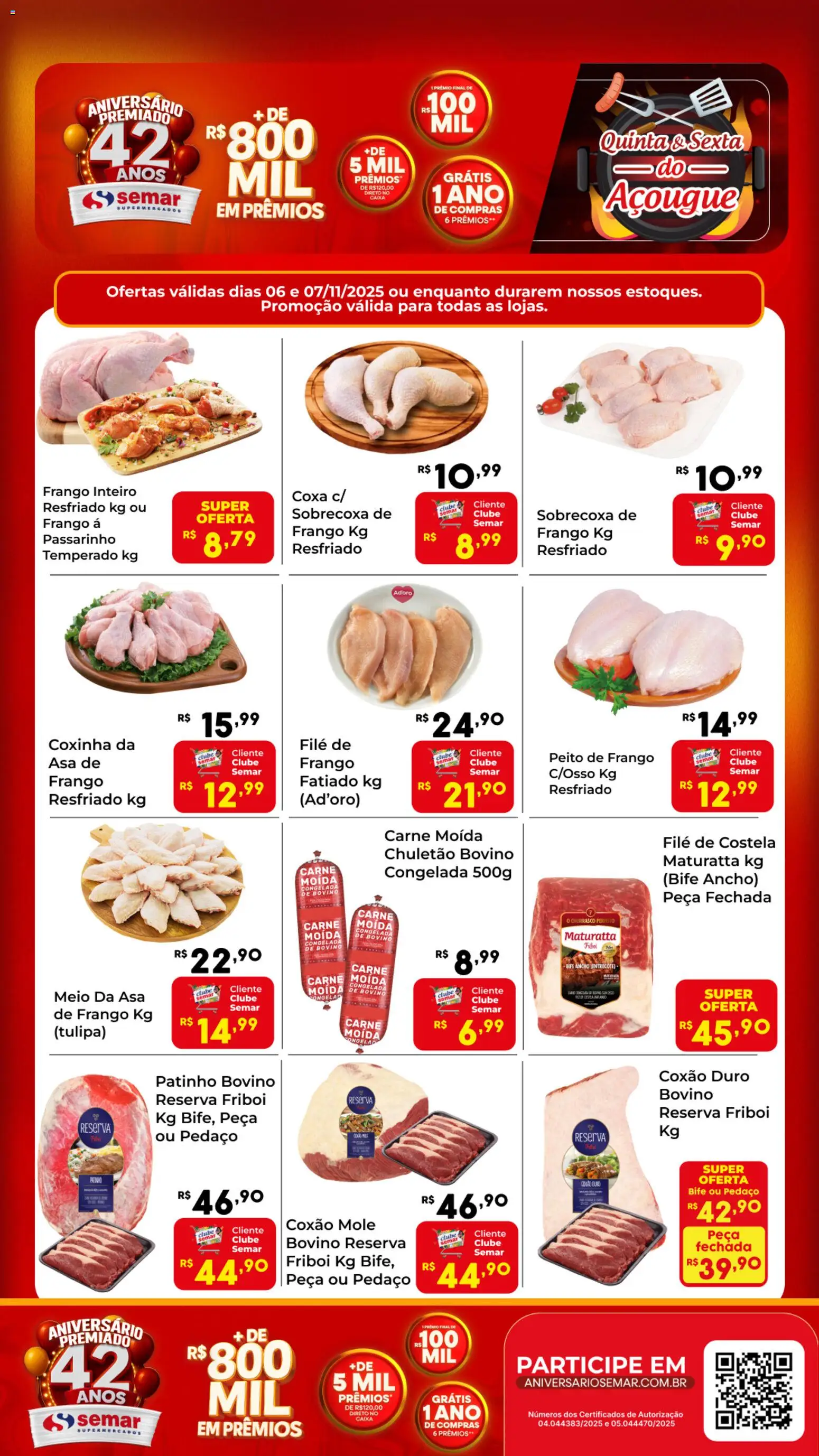 Pré-Visualização do folheto "Ofertas do Açougue" da loja Semar Supermercado válido a partir de 06/11/2025