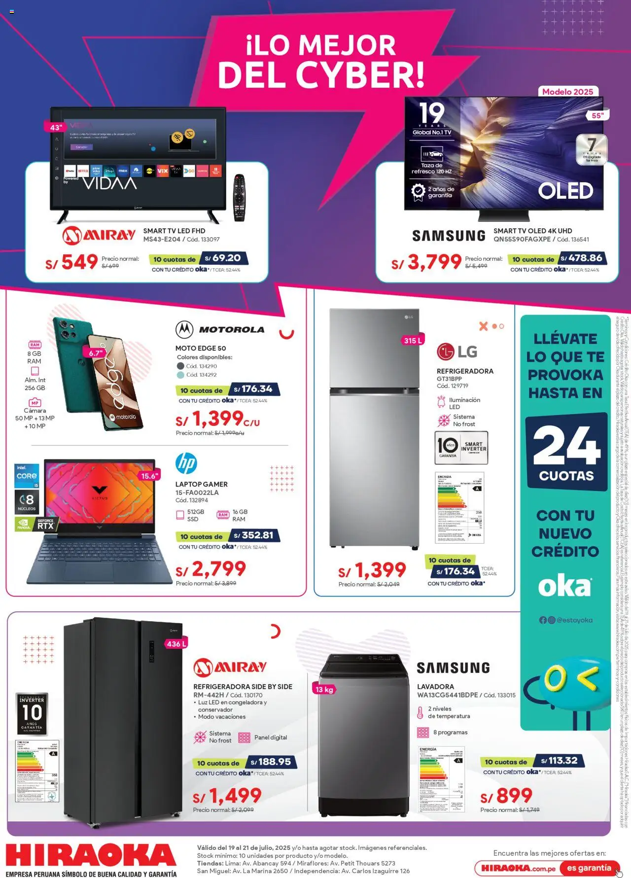 Hiraoka Lo mejor del cyber (19/07/2025 - 21/07/2025) - ofertas de hoy - número de página 1 - Iluminación, Té, Cámara, Lavadora, Lima, Luz LED, Laptop