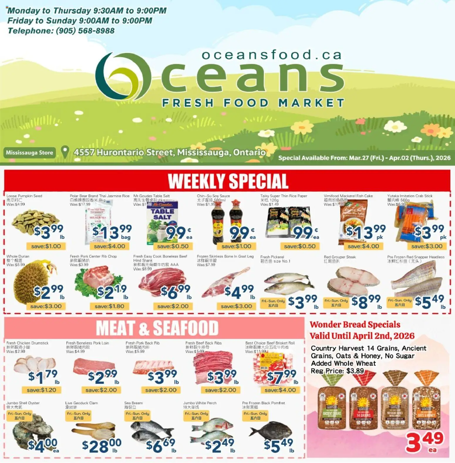Preview of leaflet Oceans weekly flyer - Mississauga from shop Oceans is valid from Mar 27, 2026