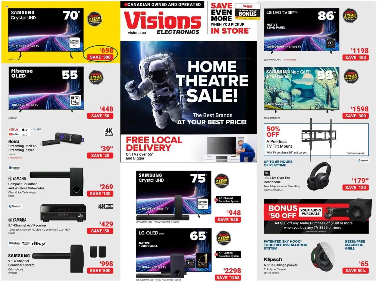 Preview of leaflet Weekly flyer / circulaire from shop Visions is valid from Sep 12, 2025 - Tv, Speaker, Grill, Audio, Player, Soundbar