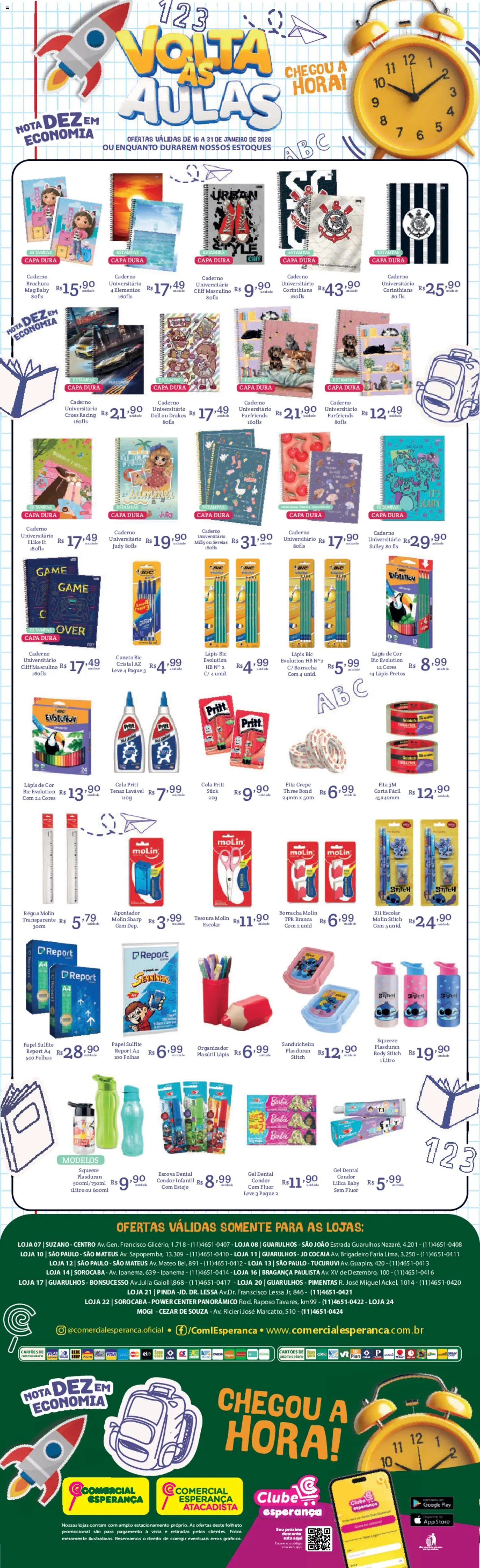 Pré-Visualização do folheto "Ofertas Voltas às Aulas" da loja Comercial Esperança válido a partir de 16/01/2026