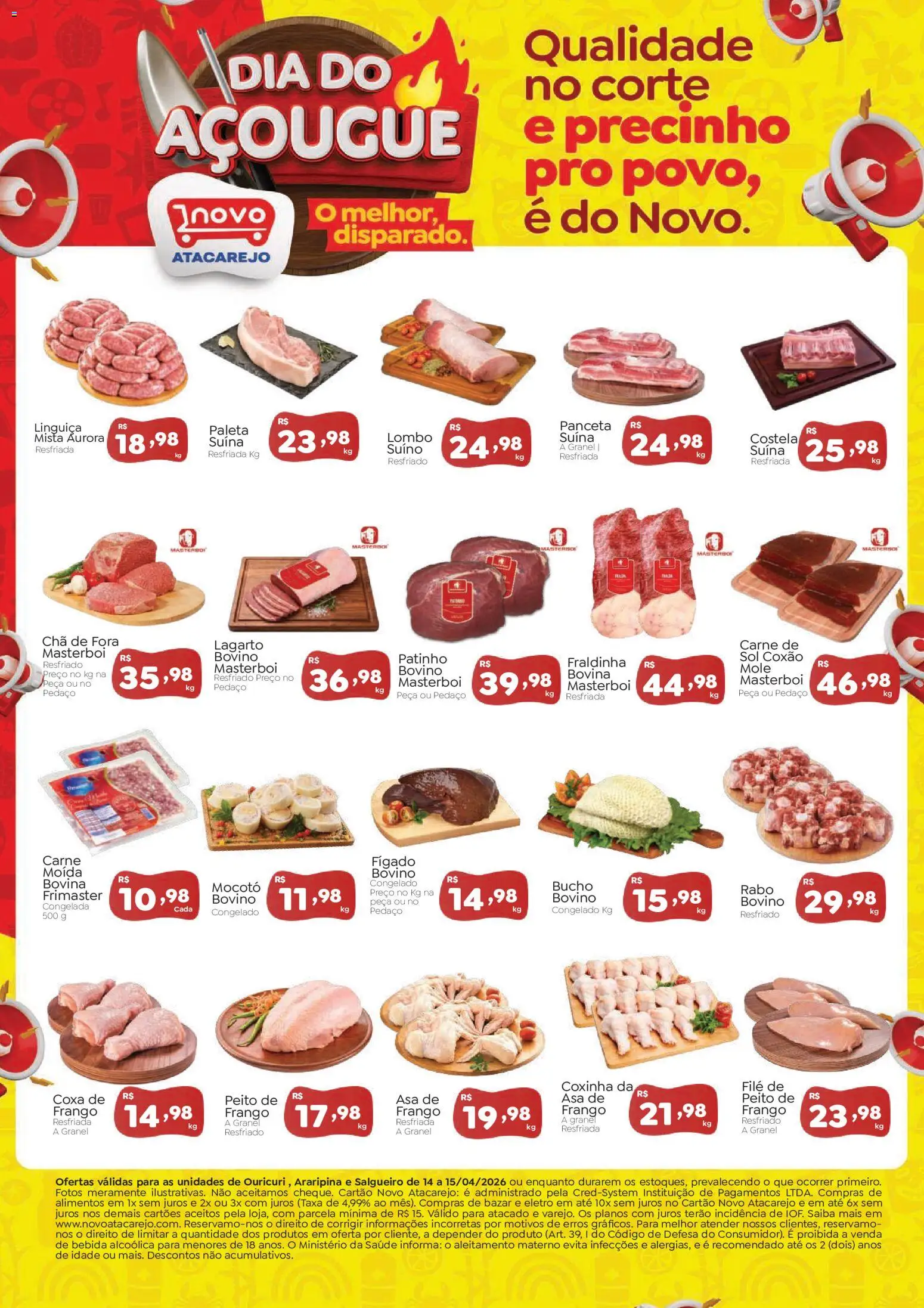 Pré-Visualização do folheto "Novo Atacarejo ofertas Dia de Açougue" da loja Novo Atacarejo válido a partir de 14/04/2026