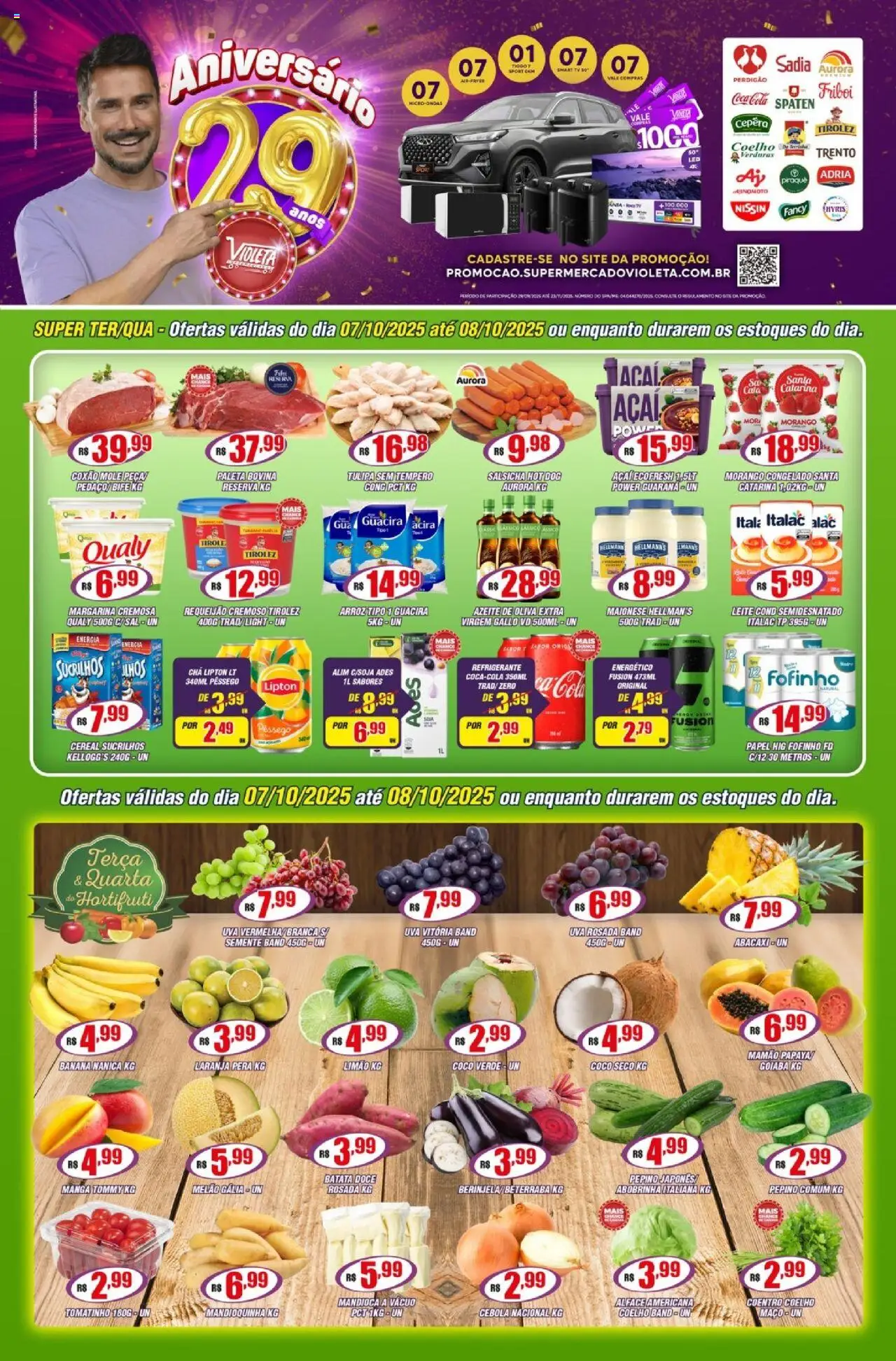 Pré-Visualização do folheto "Ofertas da semana" da loja Violeta Supermercados válido a partir de 07/10/2025 - Manga, Doce, Abobrinha, Beterraba, Maionese, Melão, Margarina, Coxão mole