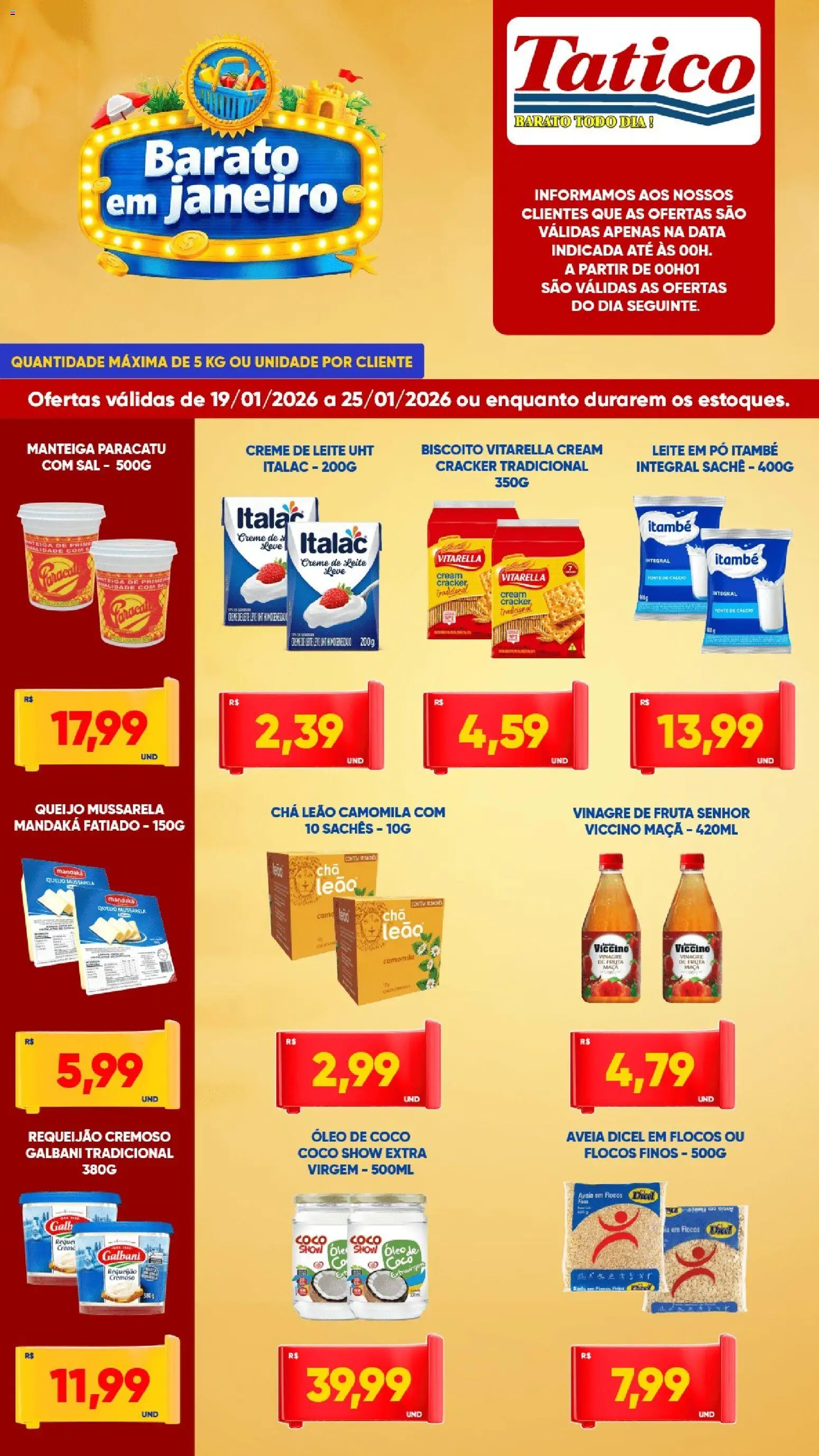 Pré-Visualização do folheto "Ofertas da semana" da loja Tatico válido a partir de 19/01/2026