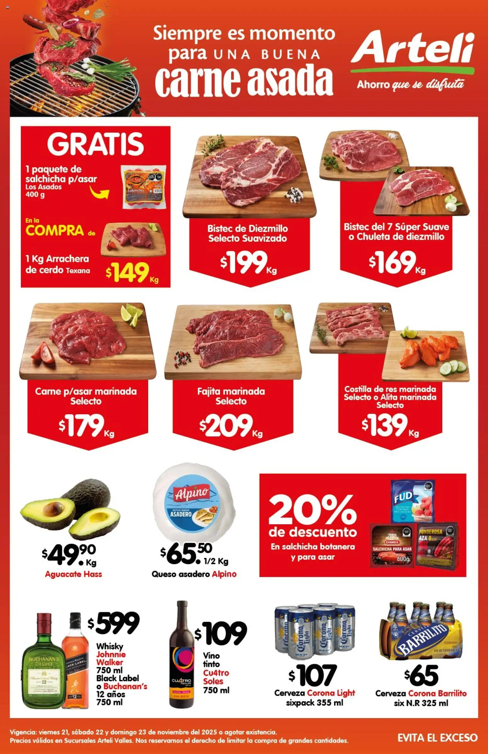 Vista previa las ofertas de la tienda Arteli - Folleto Carnes Suc. Valles desde el 21/11/2025 