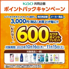 カワチの2025/10/16から2025/11/15までのチラシはここ必ずもらえる！ 600カワチポイント！