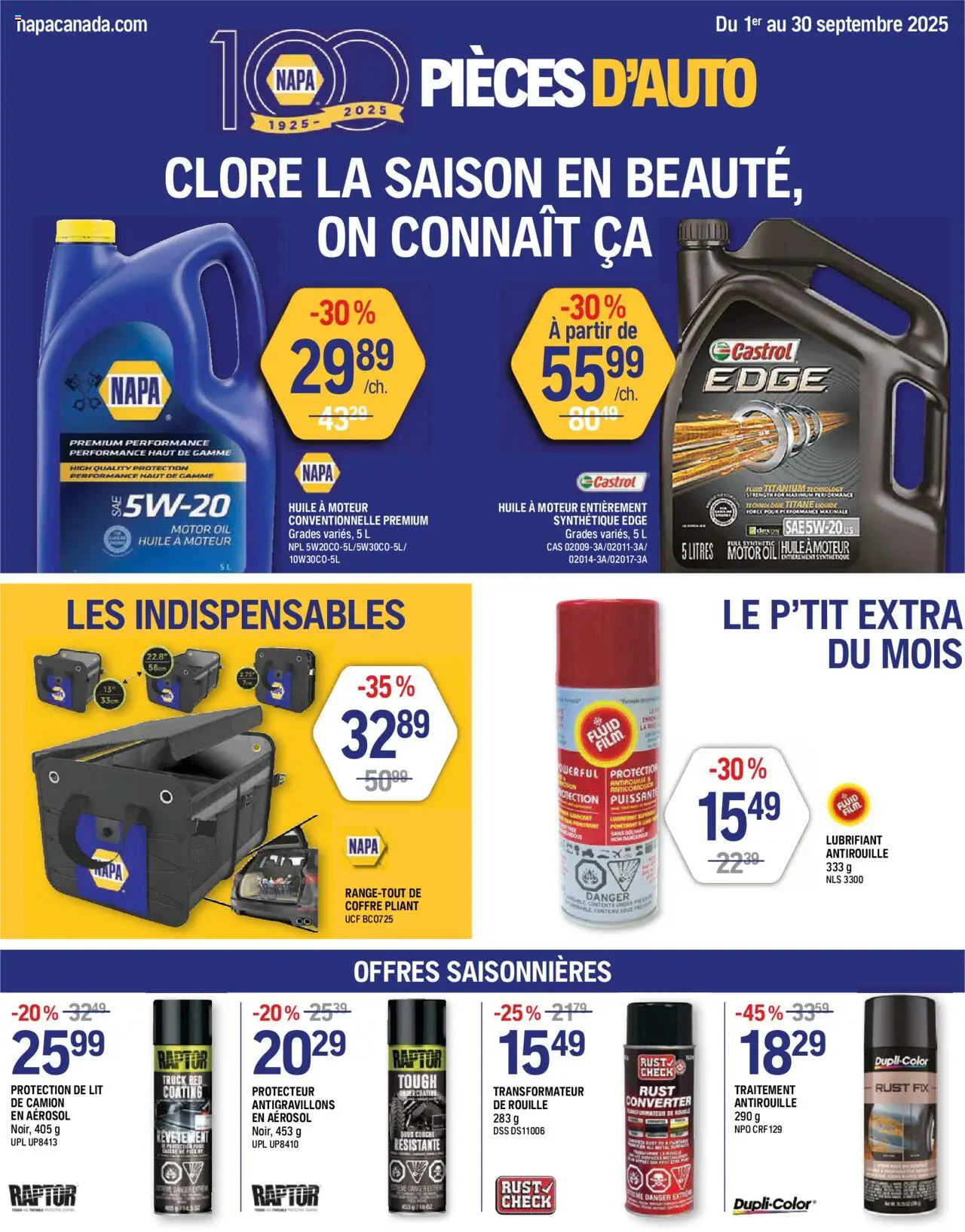 NAPA Auto Parts flyer valid from Sep 01, 2025 - page number 1
