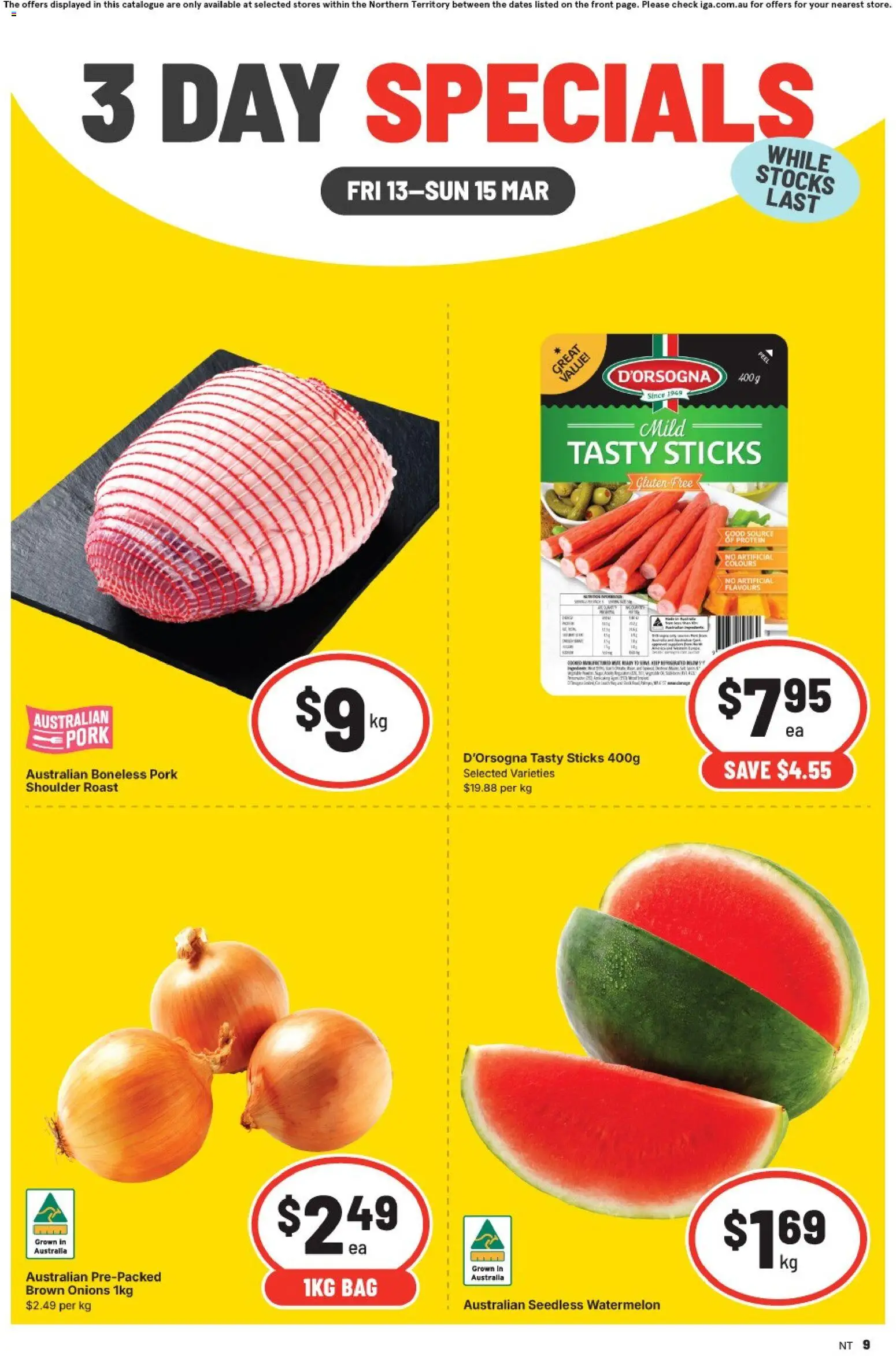 Preview of catalogue IGA 3 Day Specials NT from shop IGA valid 13/03/2026