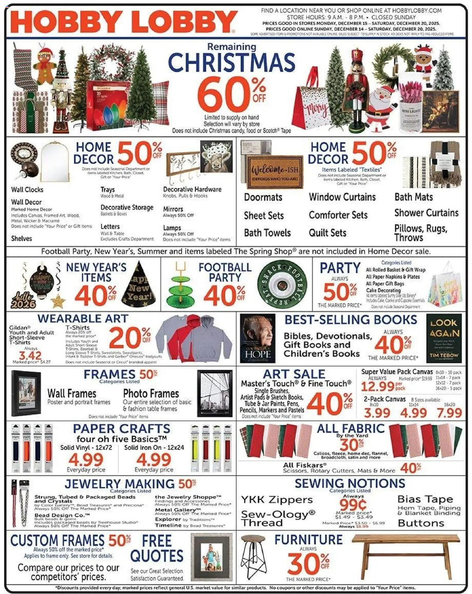Ad Preview of Hobby Lobby Weekly Ad from 12/14/2025