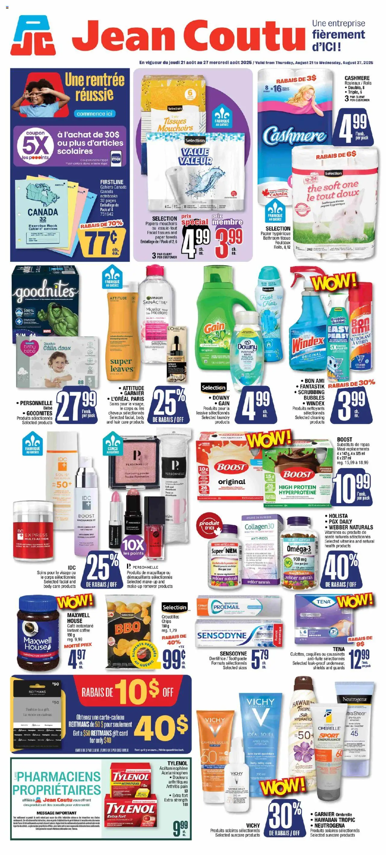 Jean Coutu flyer valid from Aug 21, 2025 - page number 1