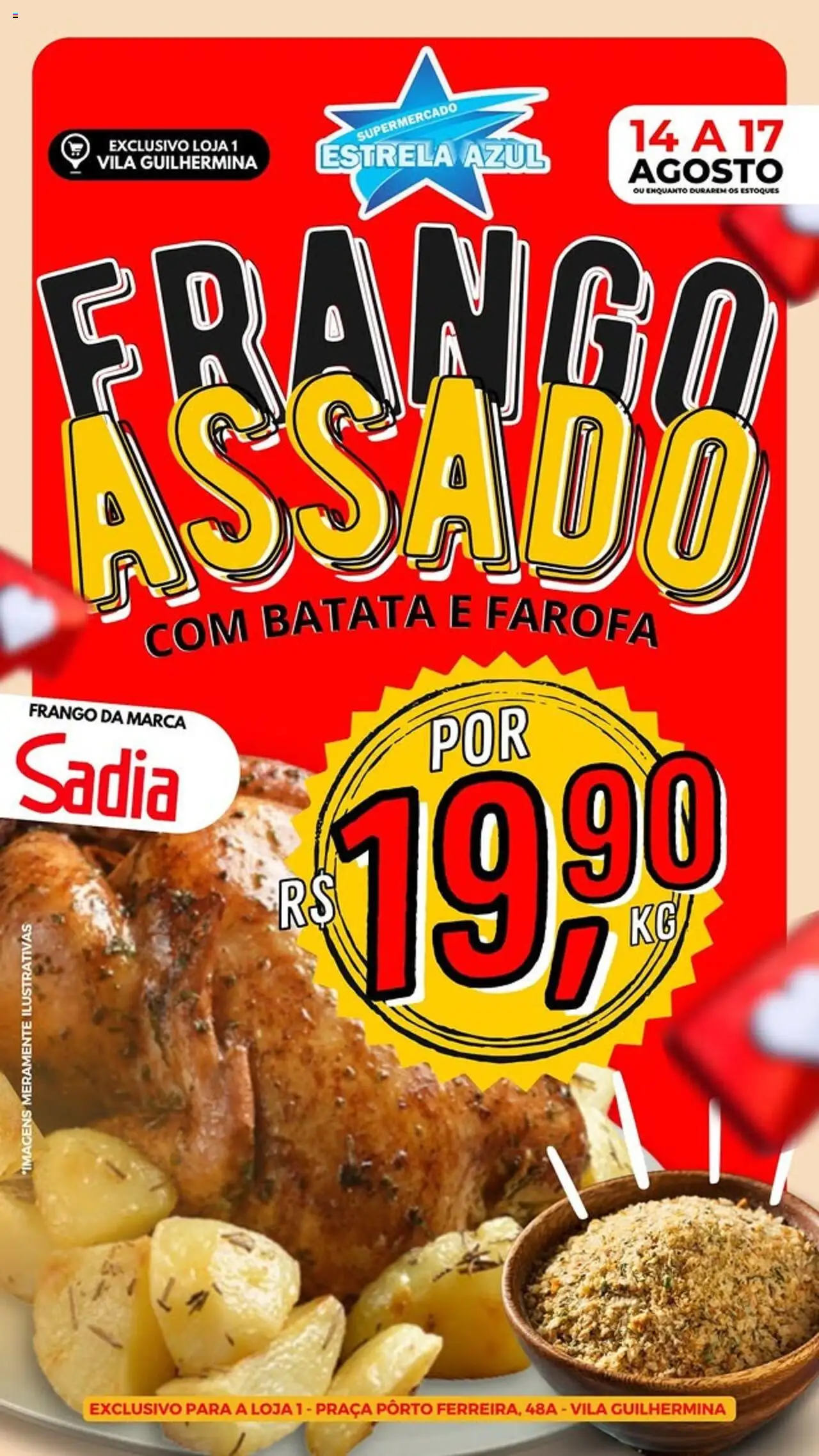 Estrela Azul folheto "Ofertas Frango Assado" válido a partir de 14/08/2025 - número de página 1 - Batata, Frango, Farofa