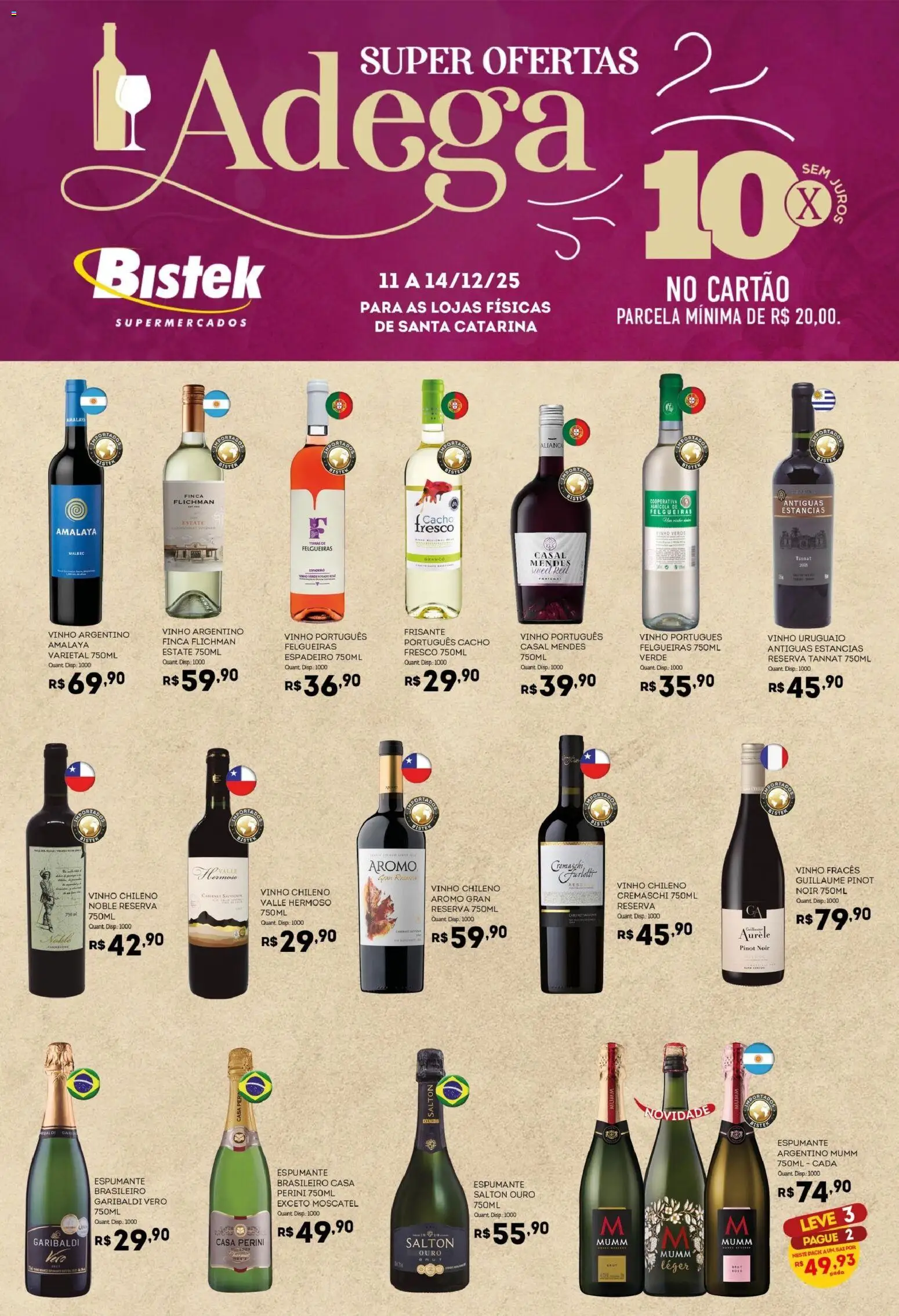 Pré-Visualização do folheto "Ofertas Adega" da loja Bistek Supermercados válido a partir de 11/12/2025 - Vinho, Espumante