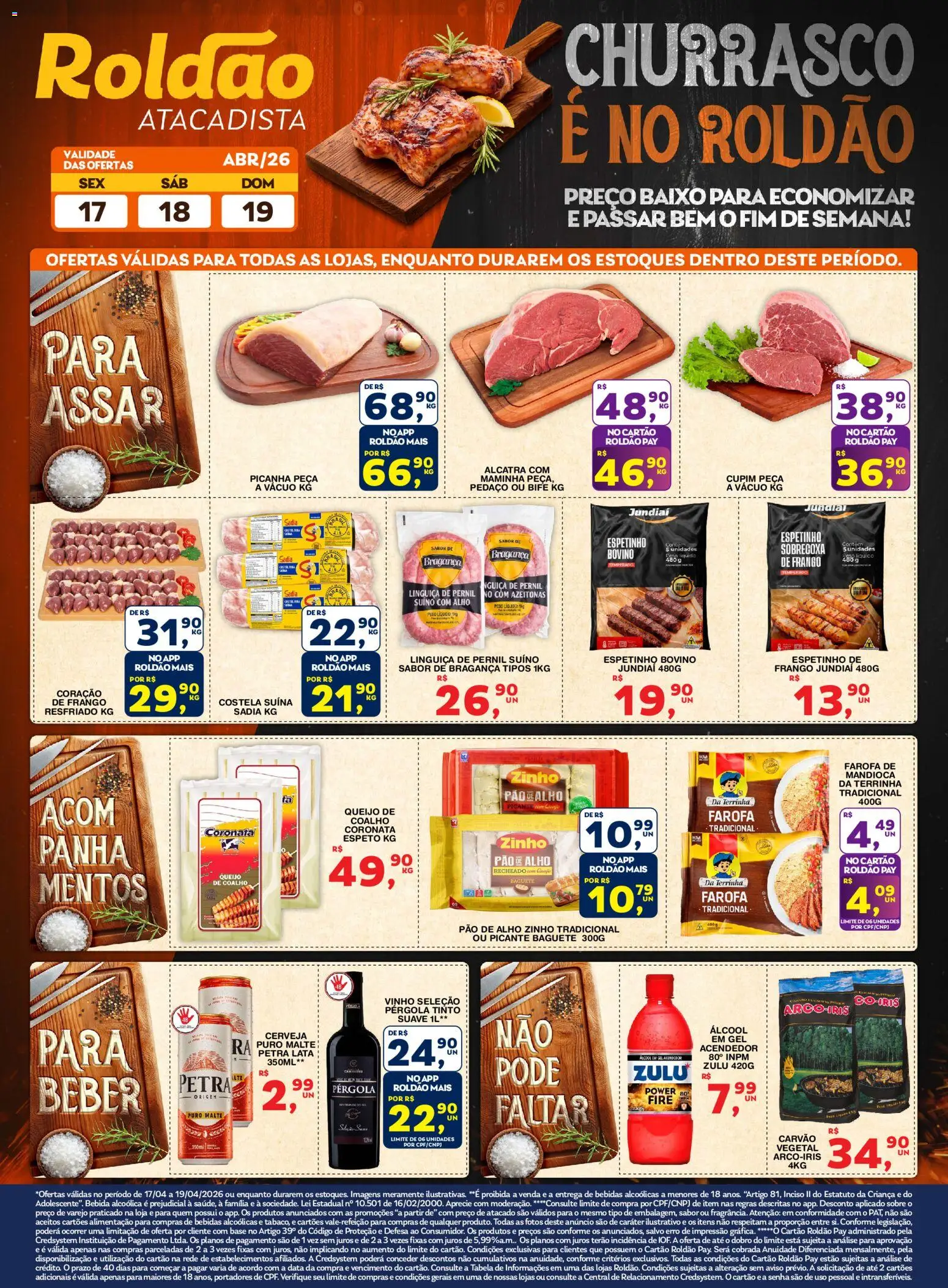 Pré-Visualização do folheto "Roldão ofertas Churrasco" da loja Roldão válido a partir de 17/04/2026 - Bebidas, Álcool, Frango, Baixo, Alcatra, Alho, Azeitonas, Pernil suíno