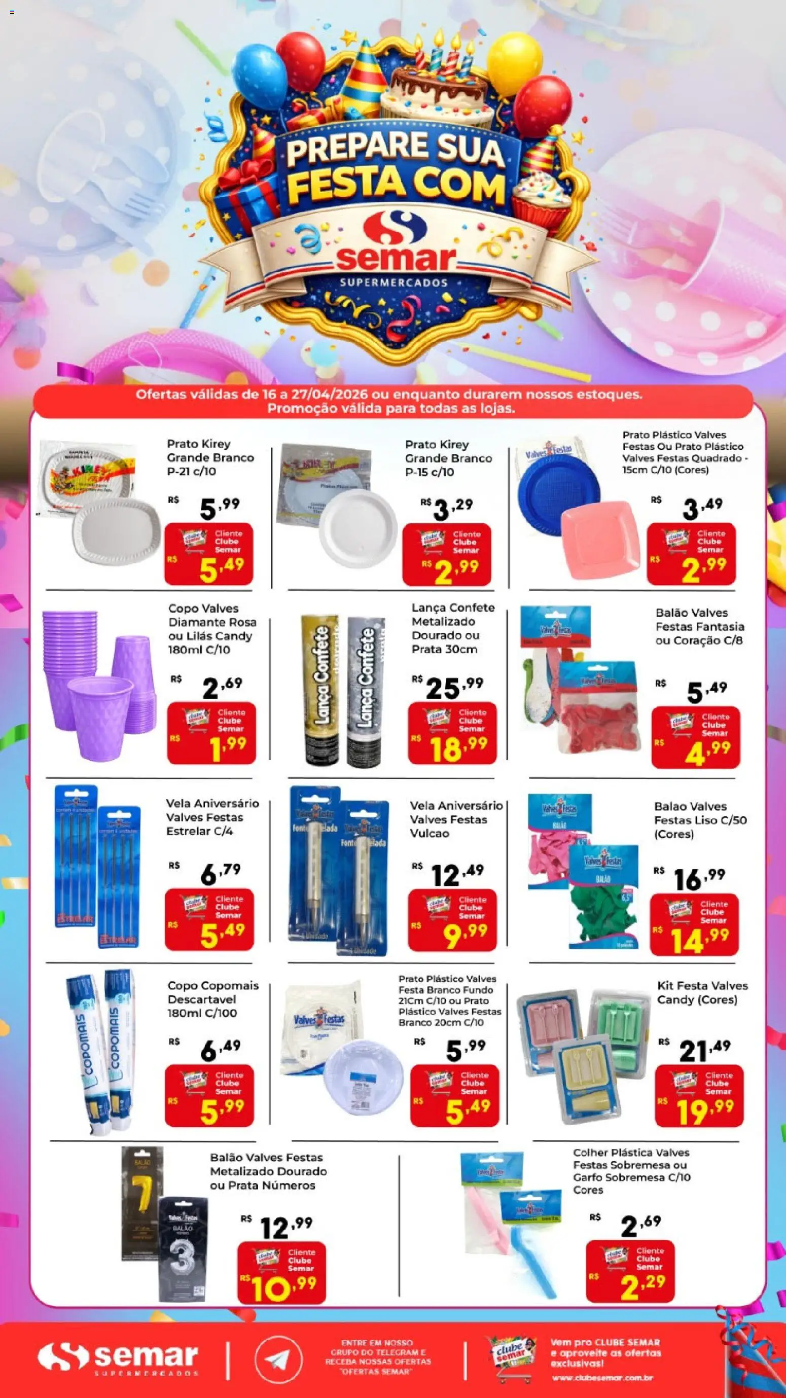 Pré-Visualização do folheto "Semar Supermercado ofertas Prepare Sua Festa" da loja Semar Supermercado válido a partir de 16/04/2026
