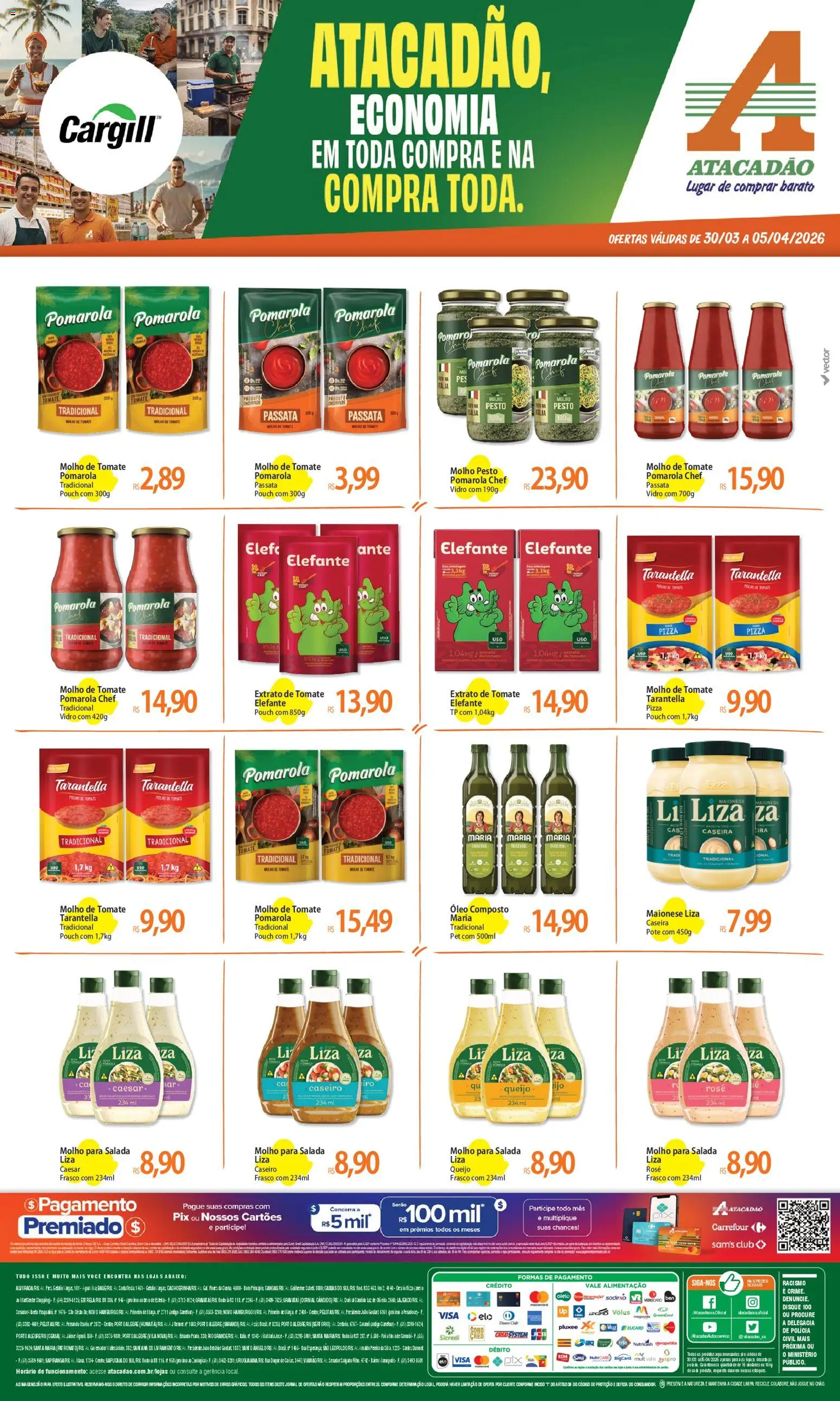 Pré-Visualização do folheto "Atacadão ofertas - RS" da loja Atacadão válido a partir de 30/03/2026 - Pizza, Óleo, Queijo, Tomate, Salada, Molho de tomate, Molho para salada, Pesto