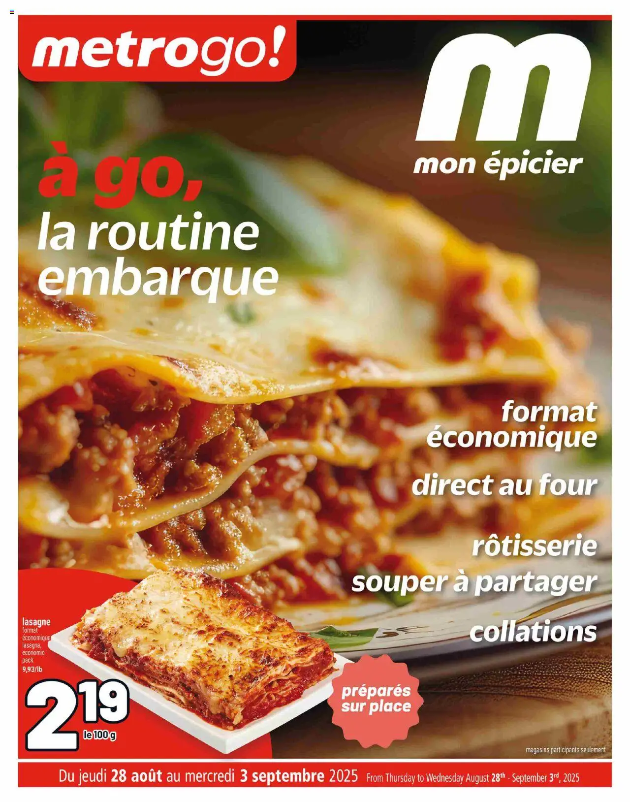 Metro flyer valid from Aug 28, 2025 - page number 1