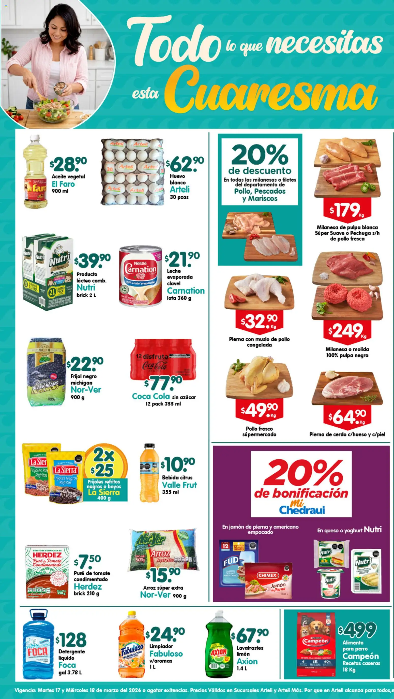 Vista previa las ofertas de la tienda Arteli - Arteli folleto desde el 17/03/2026 - Tomate, Limón, Arroz, Pescados, Cerdo, Detergente, Milanesa, Milanesas