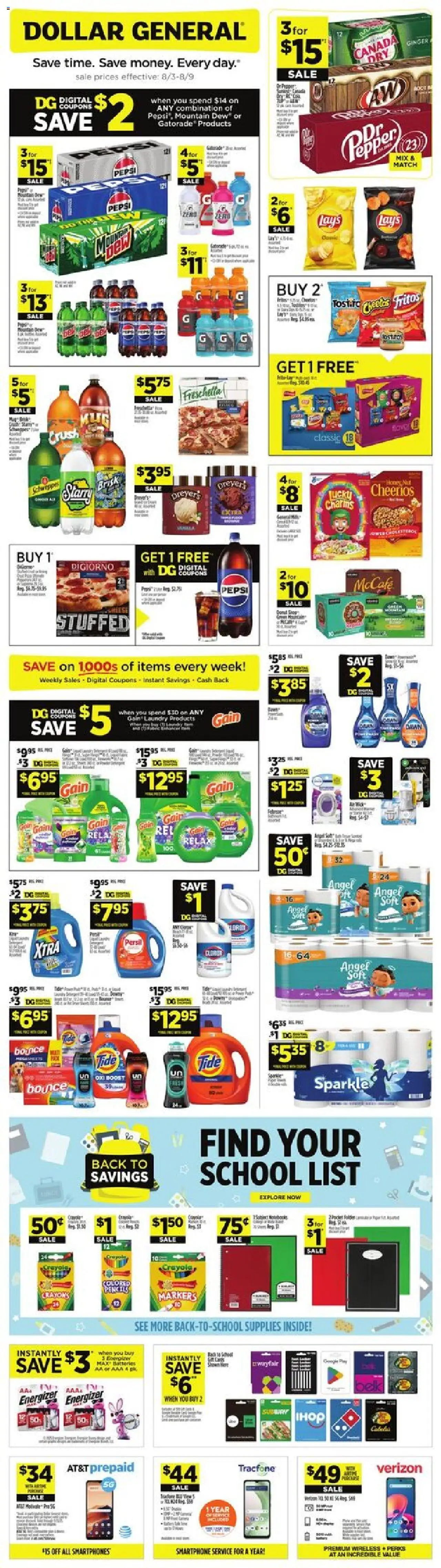 Dollar General AD for next week (08/03/2025) >> Sales Ad - Page number 1
