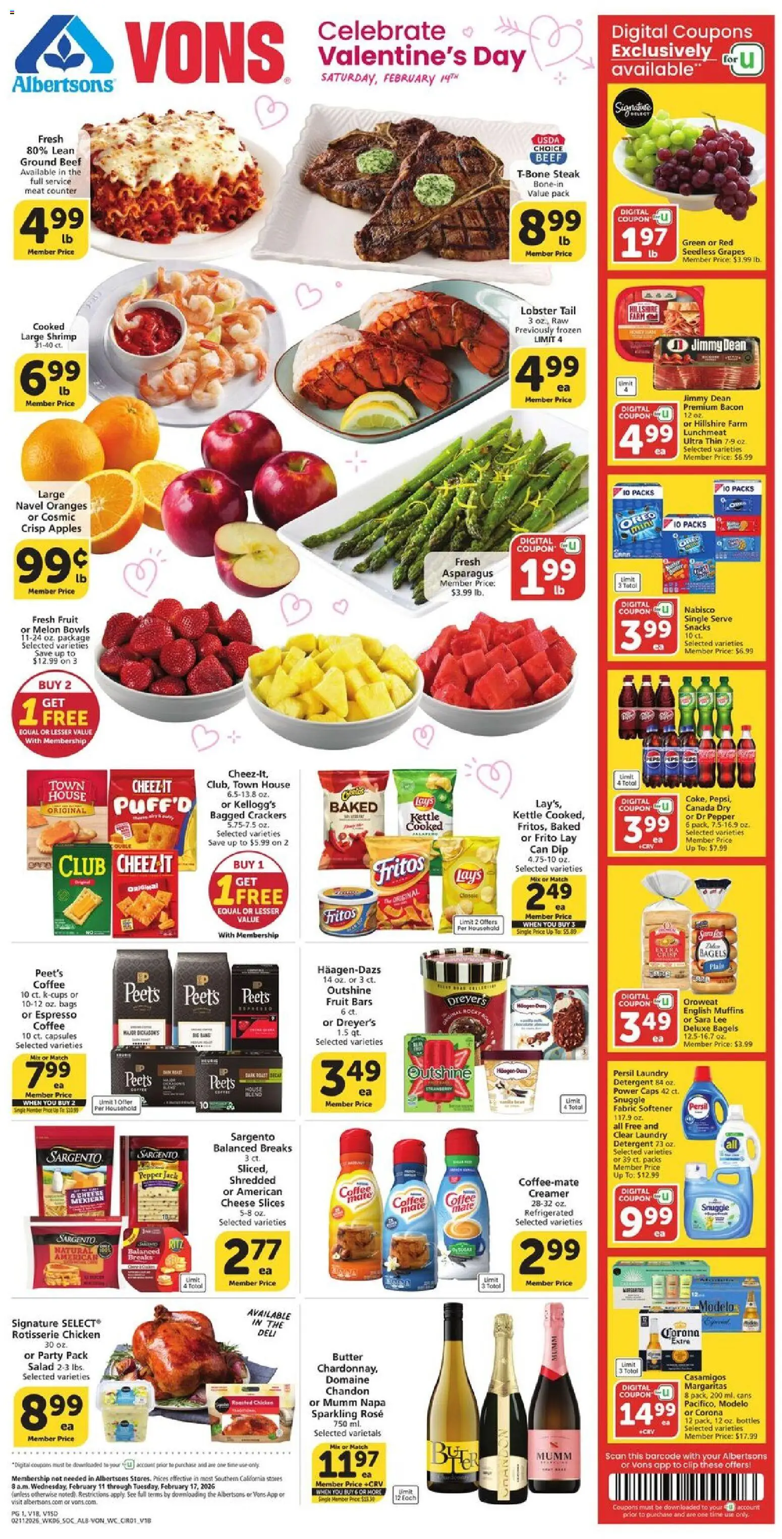 Ad Preview of Vons Weekly Ad - SoCal from 02/11/2026
