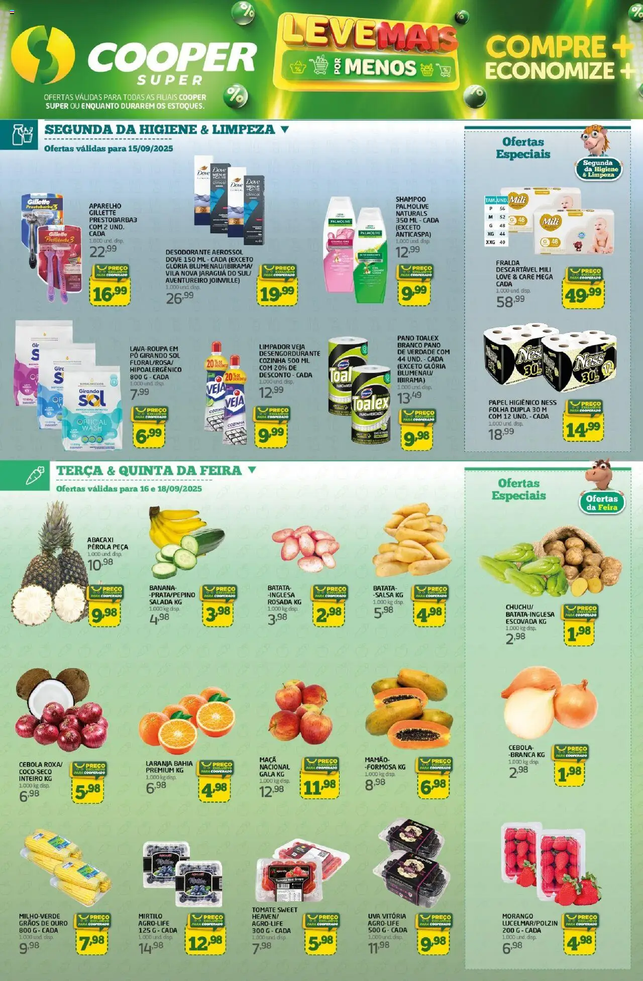 Cooper folheto "Ofertas da semana" válido a partir de 15/09/2025 - número de página 1 - Shampoo, Batata, Tomate, Papel higiênico, Salada, Dove, Mamão, Desengordurante