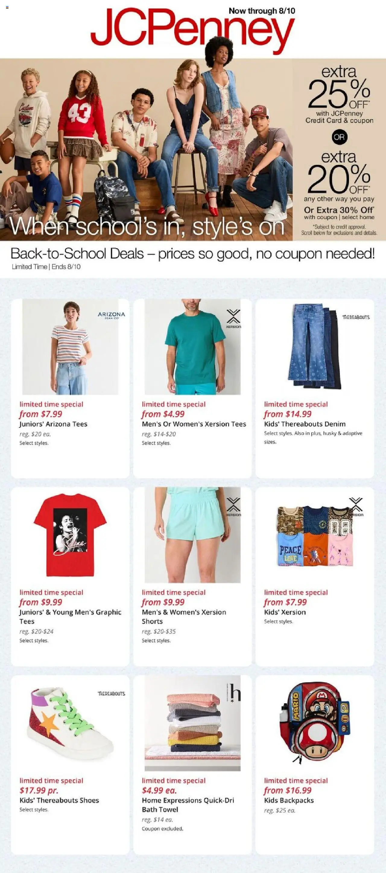 JCPenney Store Ads from 08/08/2025 - Flyer - Page number 1 - Shorts, Bath