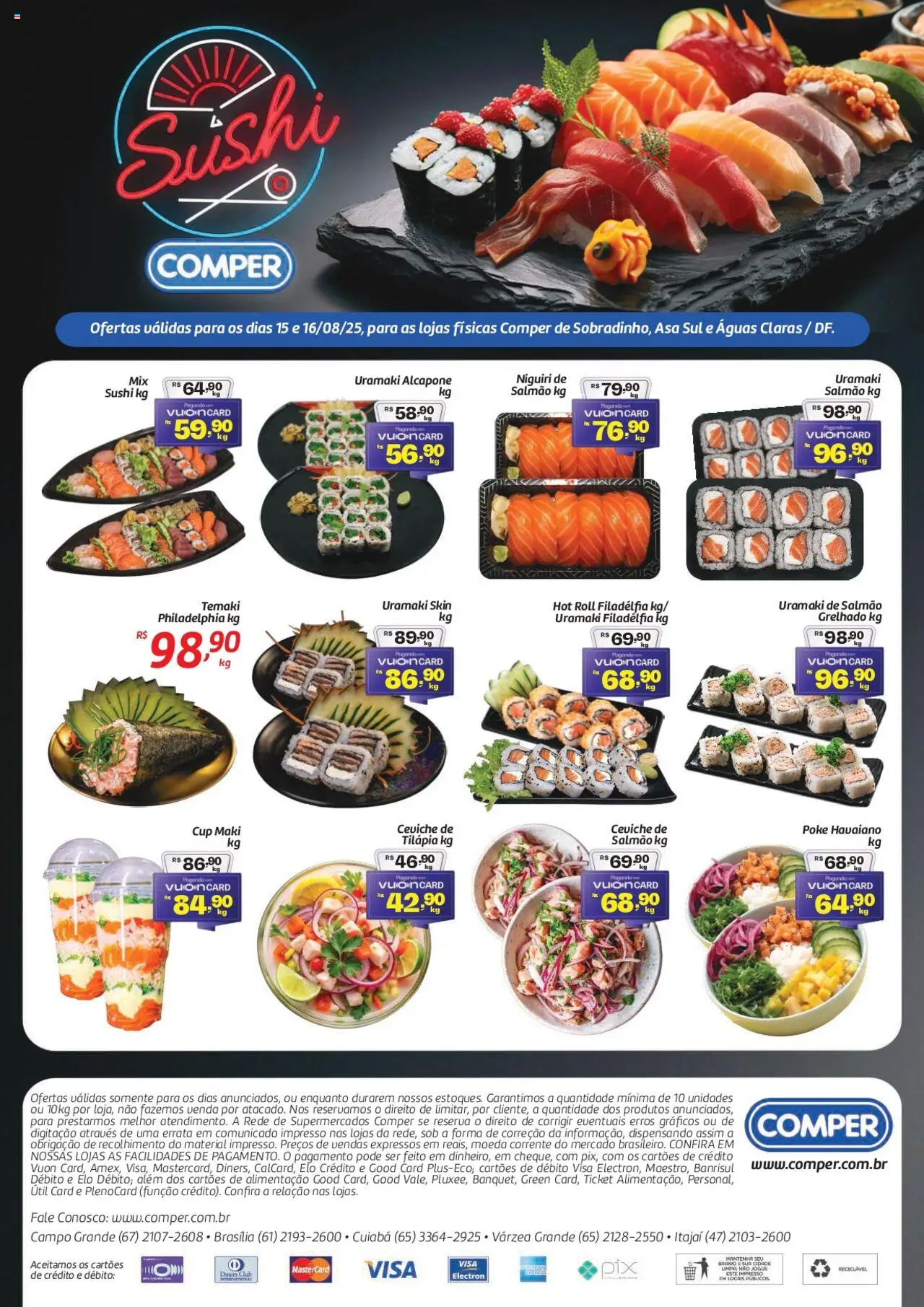 Comper folheto "Ofertas Sushi" válido a partir de 15/08/2025 - número de página 1 - Sushi, Salmão, Tilápia