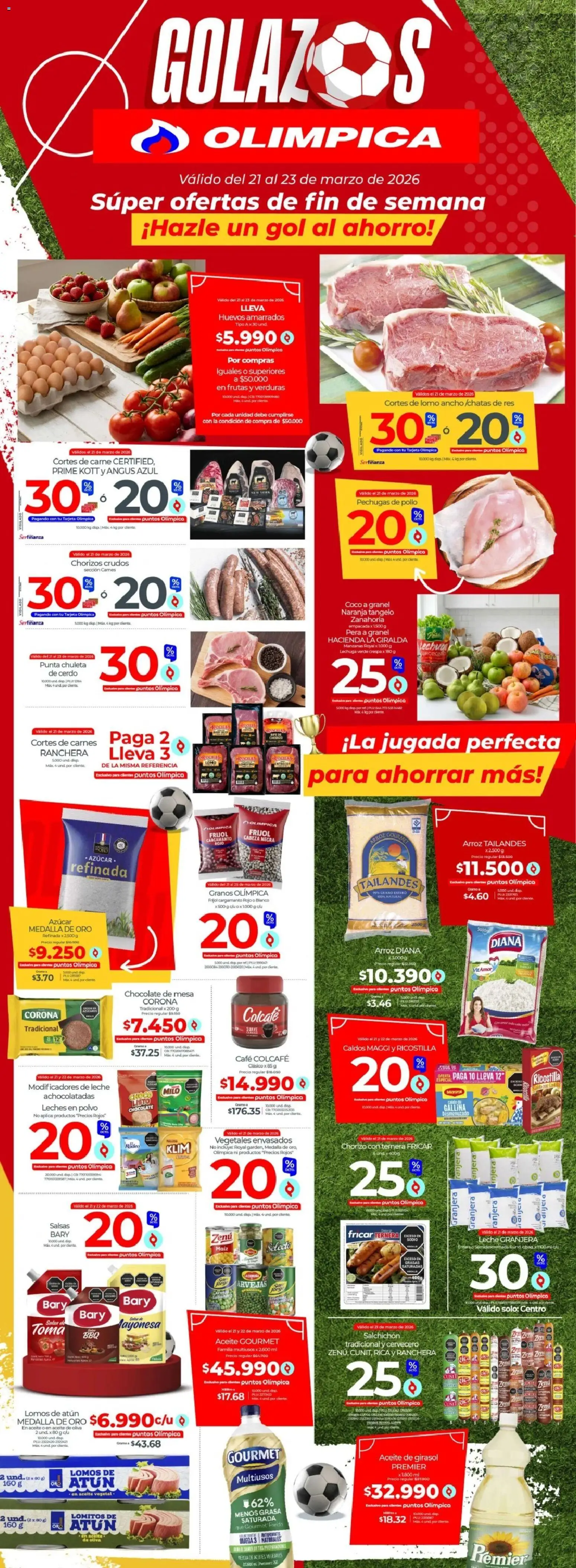  Vista previa del prospecto Golazos del almacen Olímpica válida del 21/03/2026 al 23/03/2026