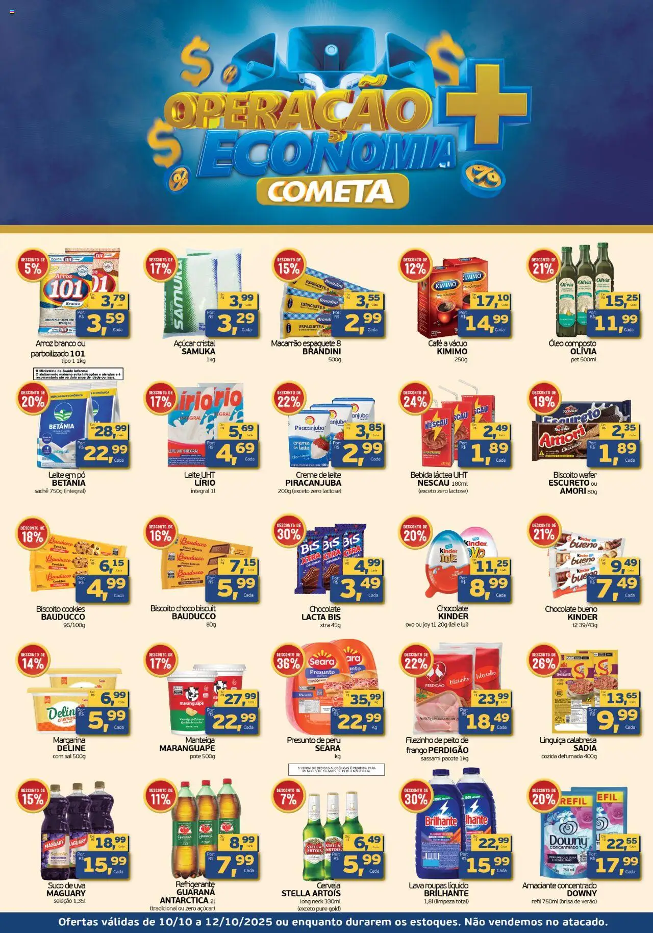 Cometa Supermercados folheto "Ofertas Operação + Economia" válido a partir de 10/10/2025 - número de página 1 - Café, Perfume, Peru, Biscoito, Creme de leite, Creme, Presunto, Açúcar cristal