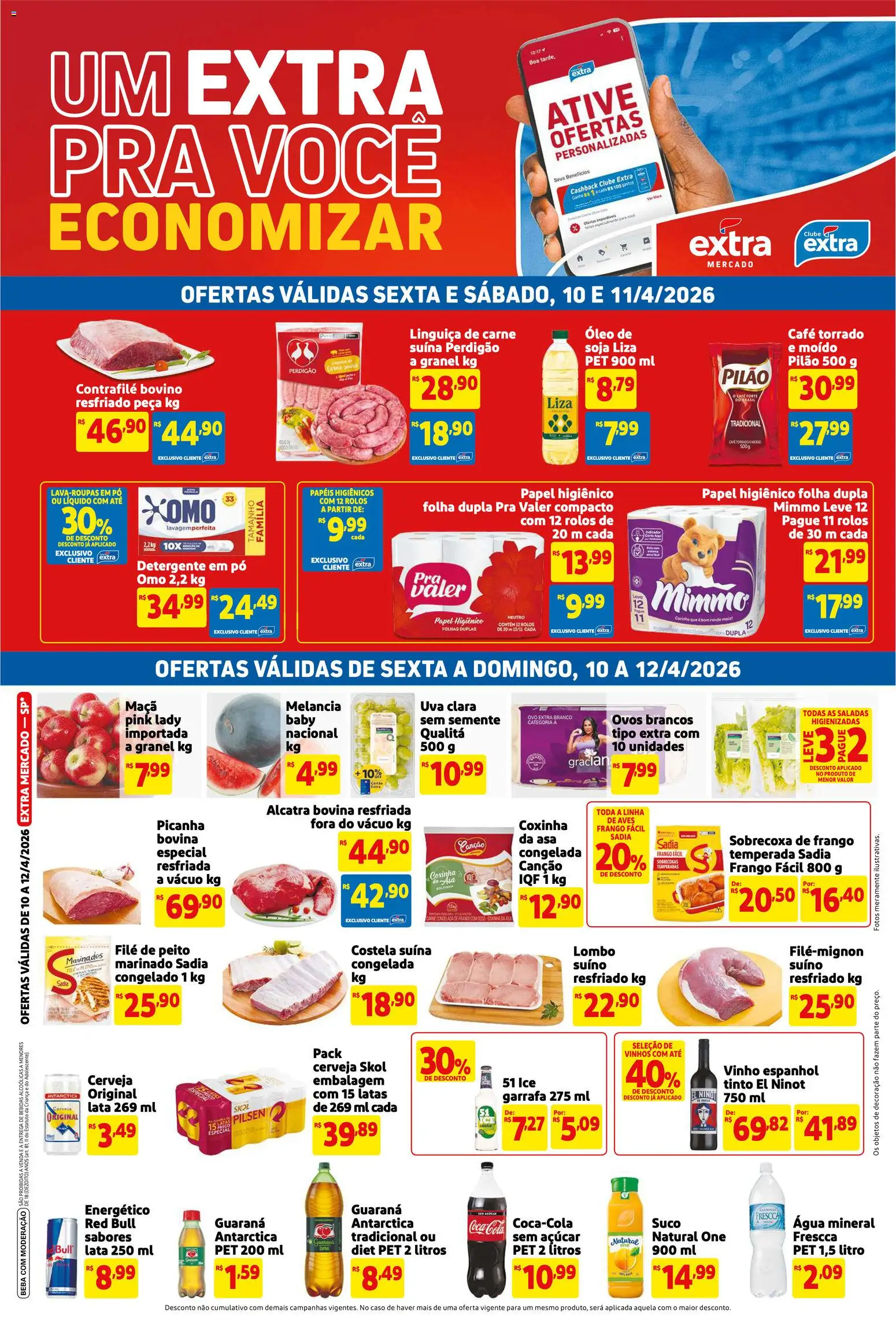Pré-Visualização do folheto "Extra ofertas Fim de semana Mercado" da loja Extra válido a partir de 10/04/2026