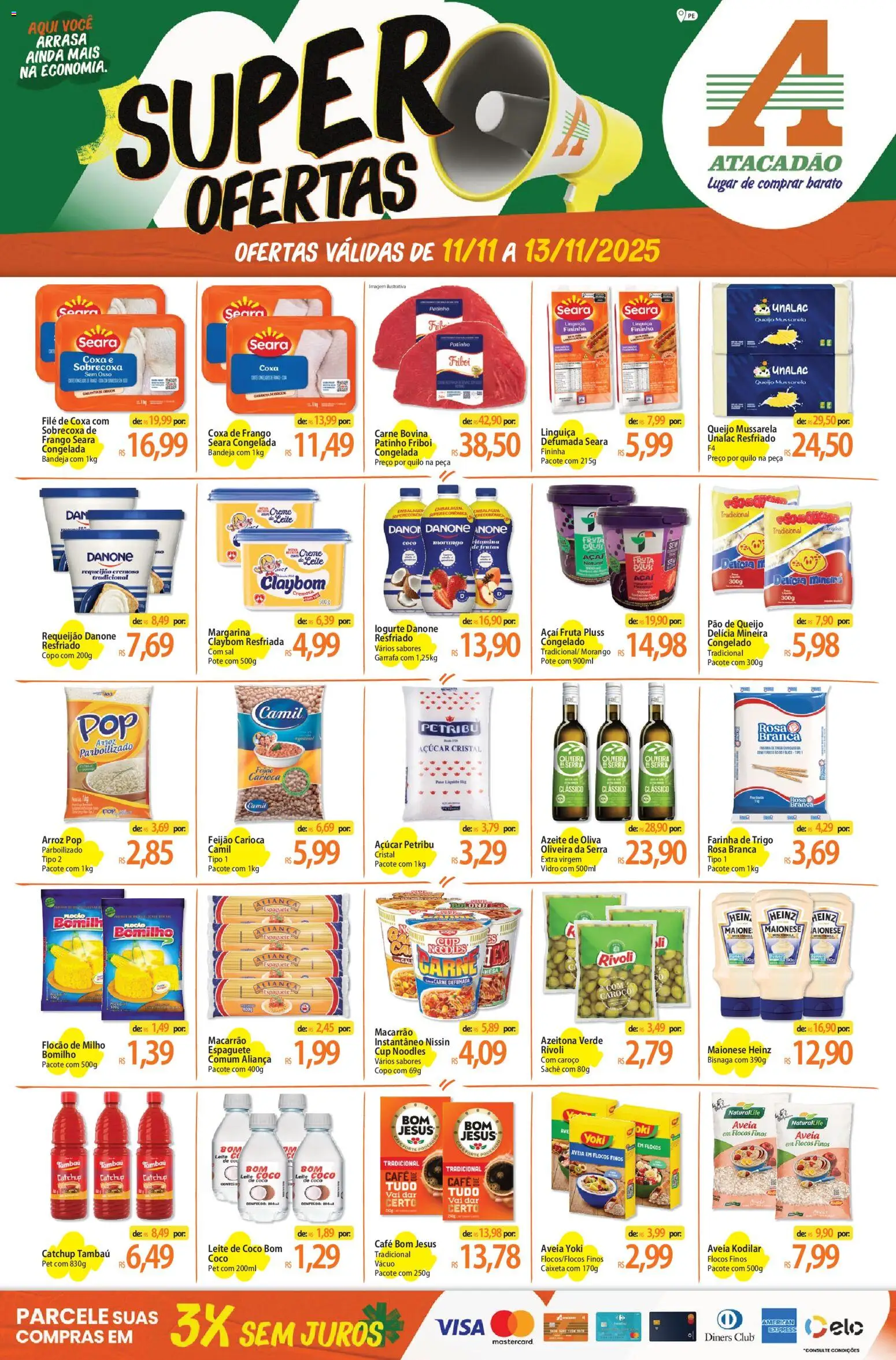 Pré-Visualização do folheto "Ofertas - PE" da loja Atacadão válido a partir de 11/11/2025 - Açaí, Coco, Pão, Aveia, Farinha de trigo, Farinha, Espaguete, Flocos
