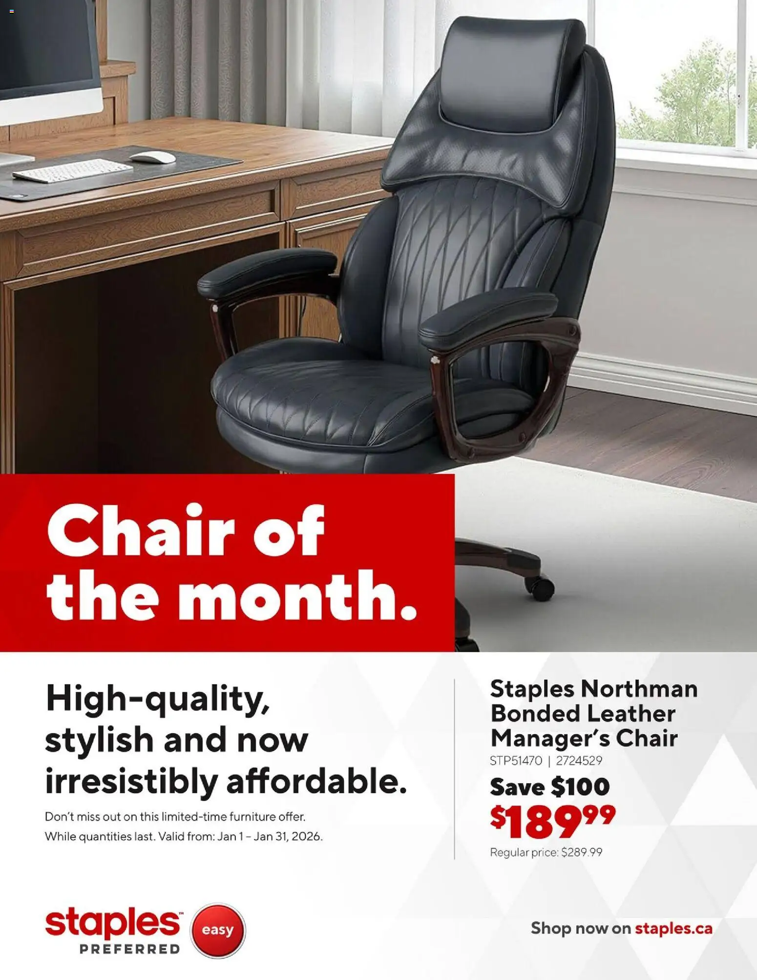 Preview of leaflet Business Flyer- Chair of the month. from shop Staples is valid from Jan 01, 2026
