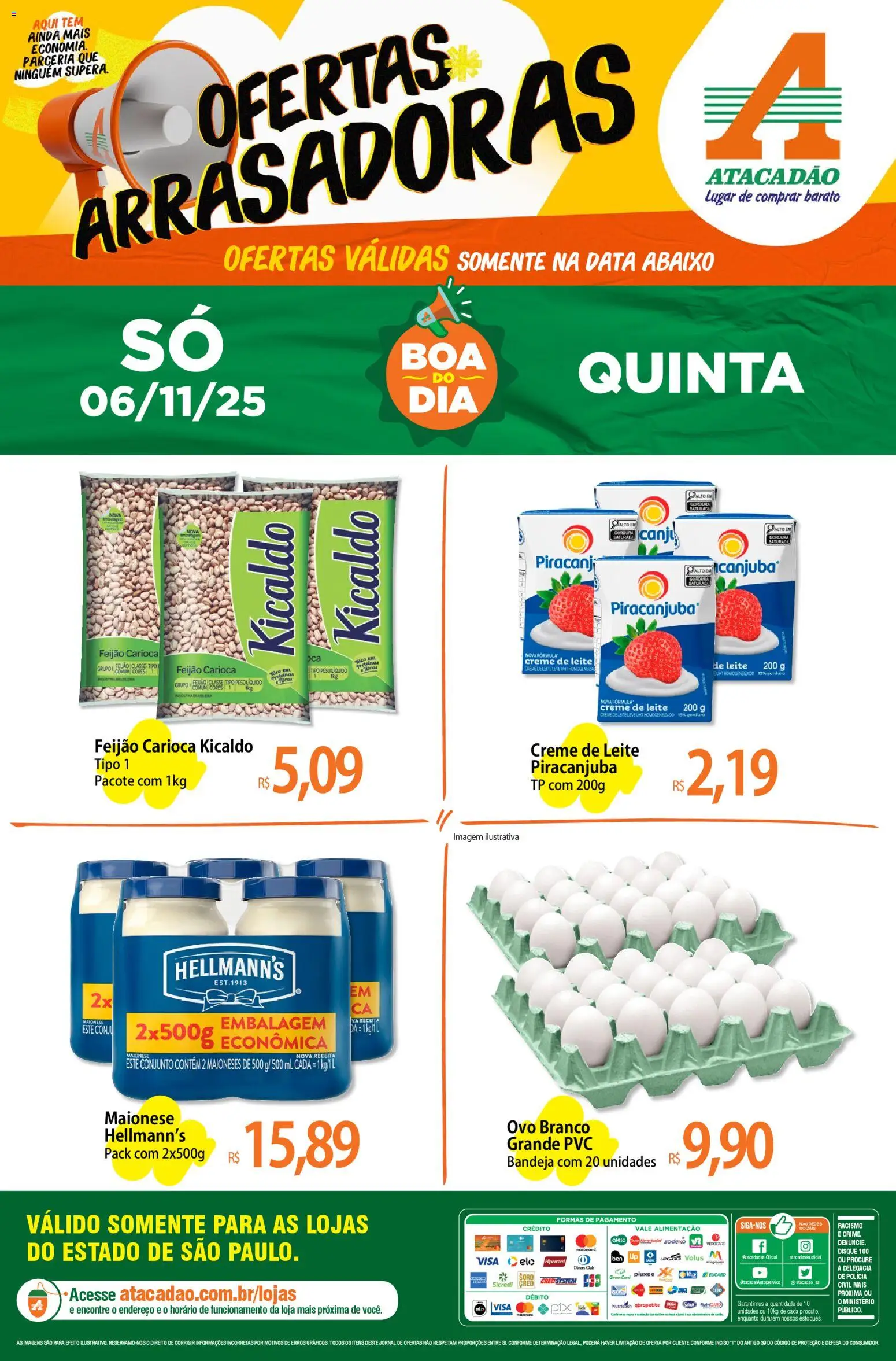 Pré-Visualização do folheto "Ofertas - SP" da loja Atacadão válido a partir de 06/11/2025