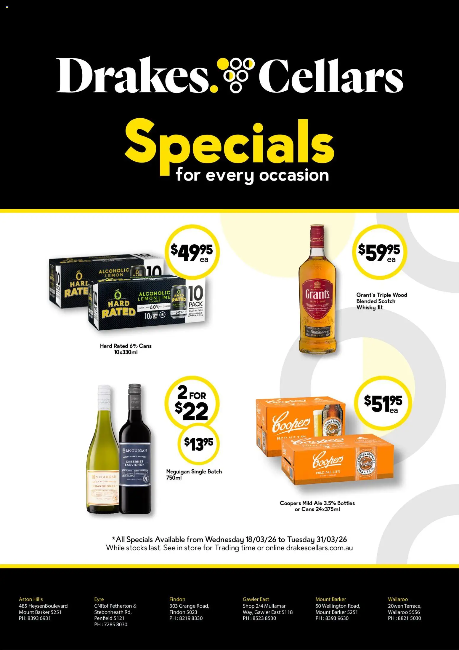 Preview of catalogue Drakes Cellars from shop Drakes valid 18/03/2026 - Wood, Lemon, Scotch, Lime, Weight